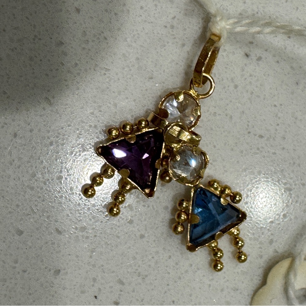 Vintage 14k Gold charm LOT pendant 2 girls cute little permanent jewelry - Picture 4 of 5